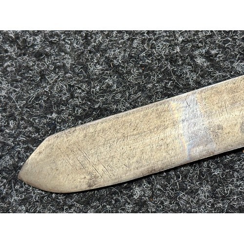 3336 - Dagger with single edged blade 245mm in length. No markings. Wooden grip. Overall length 370mm. Comp... 