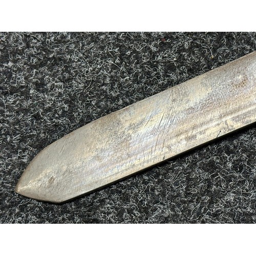 3336 - Dagger with single edged blade 245mm in length. No markings. Wooden grip. Overall length 370mm. Comp... 