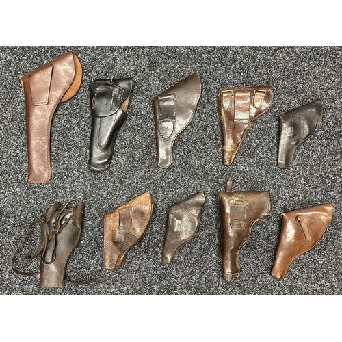 3339 - A collection of Pistol Holsters to include Black leather US .45 Auto, repro US Civil War Confederate... 