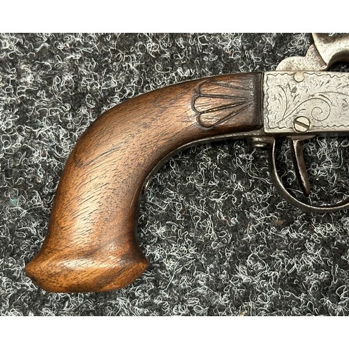 3352 - Percussion cap pocket pistol with 72mm long barrel, no markings. Action does not hold either at full... 