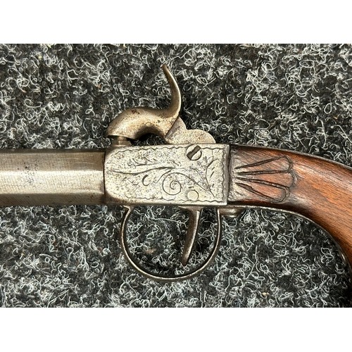 3352 - Percussion cap pocket pistol with 72mm long barrel, no markings. Action does not hold either at full... 