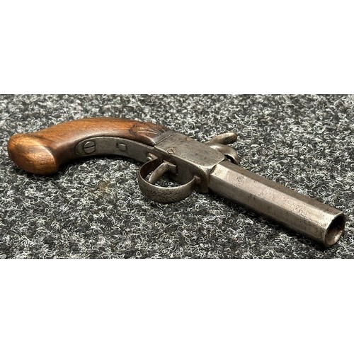 3352 - Percussion cap pocket pistol with 72mm long barrel, no markings. Action does not hold either at full... 