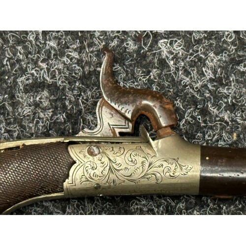 3354 - Percussion cap pocket pistol with 59mm long barrel which will unscrew, English Proof marks. Action a... 