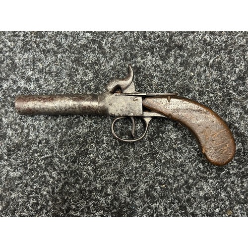 3356 - Percussion Cap Pistol with 70mm long barrel, bore approx. 10mm, English proof marks, no makers mark.... 