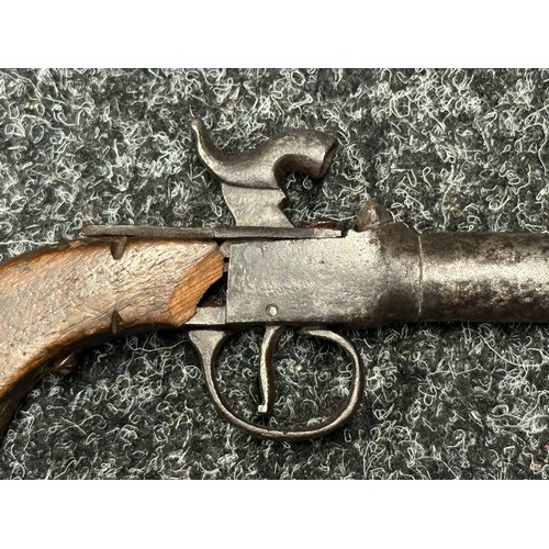 3356 - Percussion Cap Pistol with 70mm long barrel, bore approx. 10mm, English proof marks, no makers mark.... 