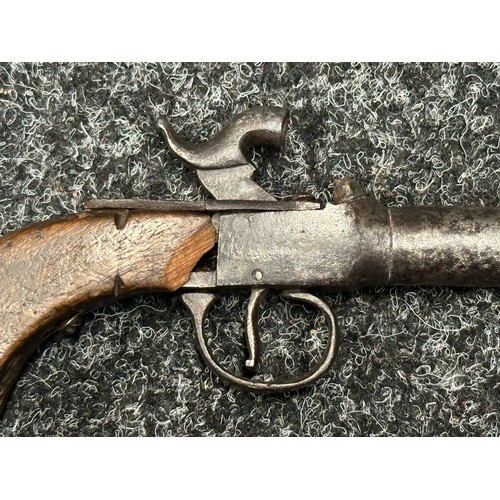 3356 - Percussion Cap Pistol with 70mm long barrel, bore approx. 10mm, English proof marks, no makers mark.... 