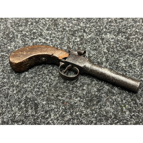 3356 - Percussion Cap Pistol with 70mm long barrel, bore approx. 10mm, English proof marks, no makers mark.... 