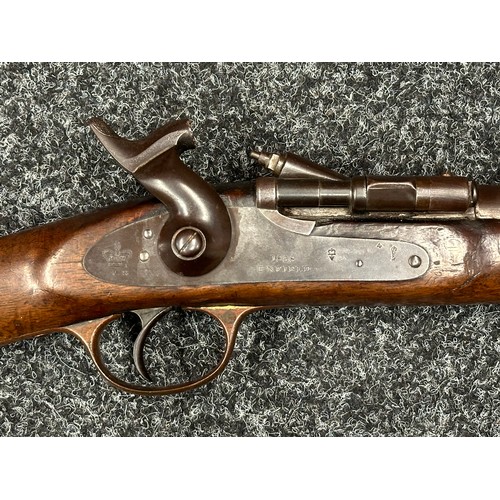 3357 - .577 Enfield Snider Conversion Artillery Carbine, lock marked with Crown VR along with Enfield 1858,... 