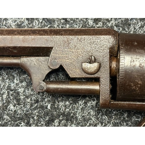 3358 - Percussion Cap Revolver with 115mm long barrel, bore approx. 11mm. English Proof marks. No makers ma... 