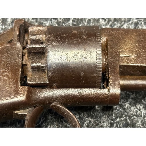 3358 - Percussion Cap Revolver with 115mm long barrel, bore approx. 11mm. English Proof marks. No makers ma... 