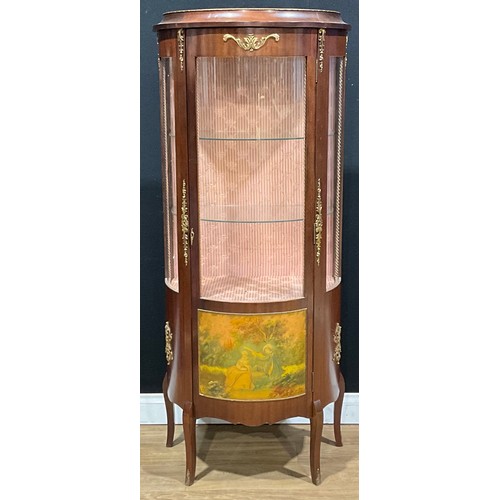 113 - A contemporary Louis XV style gilt metal mounted mahogany vitrine, the three-quarter glazed door pri... 