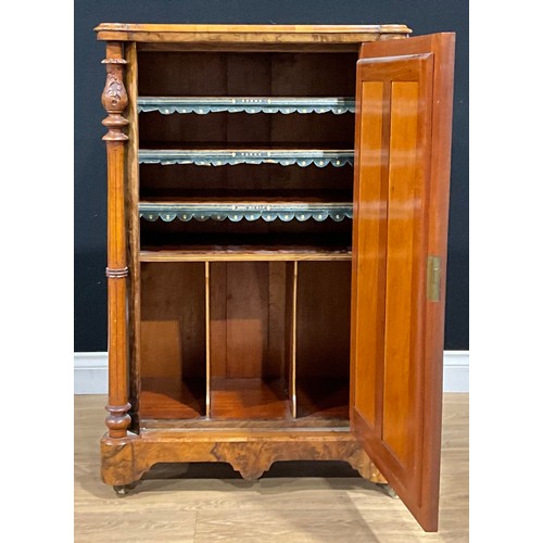 117 - A Victorian walnut music room pier cabinet, 101cm high, 65.5cm wide, 39cm deep