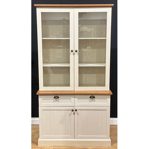 216 - A contemporary library bookcase or display cabinet, 200cm high, 106cm wide, 50cm deep
