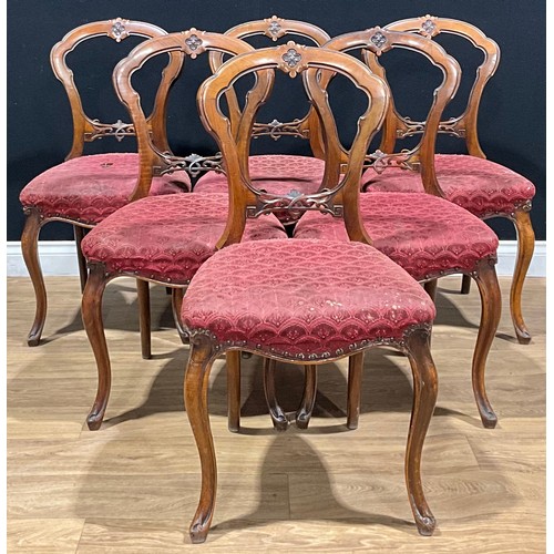 410 - A set of six Victorian walnut dining chairs, c.1880