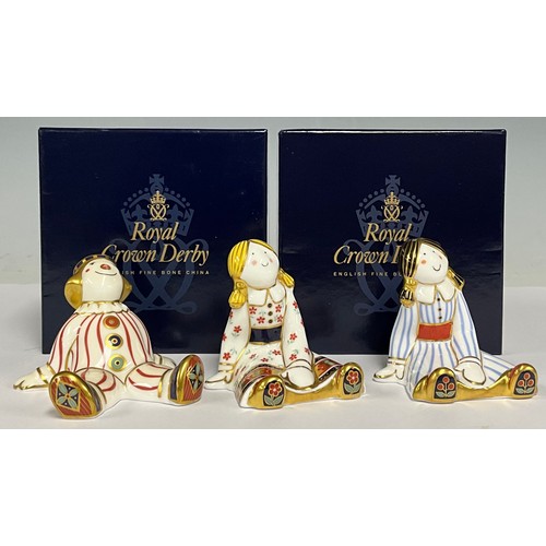 183 - A Royal Crown Derby Treasures of Childhood miniature model, Stripy Clown, 5.5cm high, printed mark i... 
