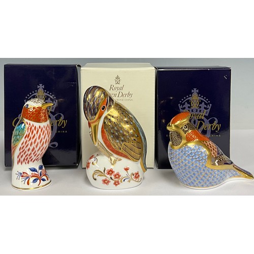 185 - A Royal Crown Derby paperweight, Waxwing, modelled by Robert Jefferson, decoration designed by John ... 