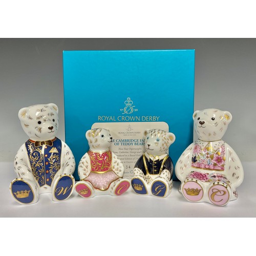 189 - A set of four Royal Crown Derby paperweights, The Cambridge Family of Teddy Bears, comprising Willia... 