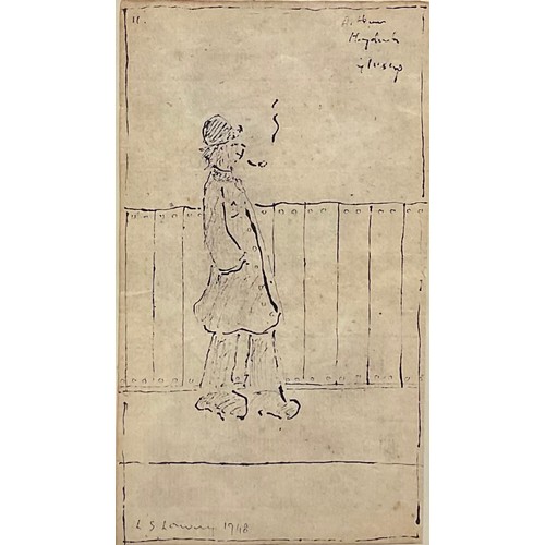 347 - After L. S. Lowry (1887-1976) 
Figure Smoking a Pipe 
signed, dated 1948, ink, 16cm x 9cm