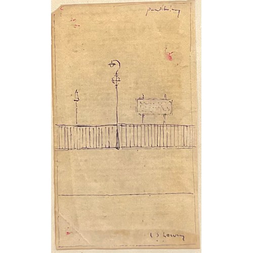 348 - After L. S. Lowry (1887-1976)  
Lamp Post and Railing 
signed, ink, 16.5cm x 9.5cm