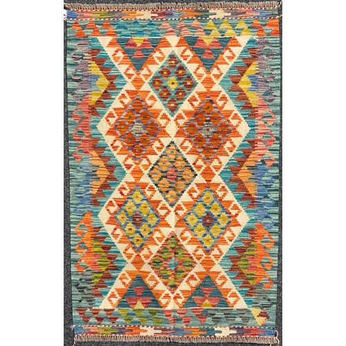 387 - Oriental Rugs and Carpets - a Chobi Kilim carpet, 128cm x 82cm