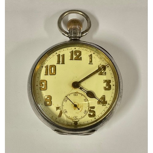 531 - An Edwardian 925 silver open face pocket watch, gilt numerals on enamel dial, subsidiary seconds dia... 