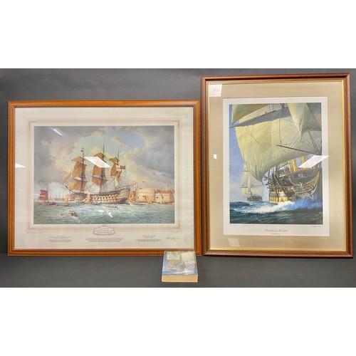 537 - Prints - HMS Victory, after William H Bishop, signed by the artist in pencil, 42cm x 60cm; The Ionia... 