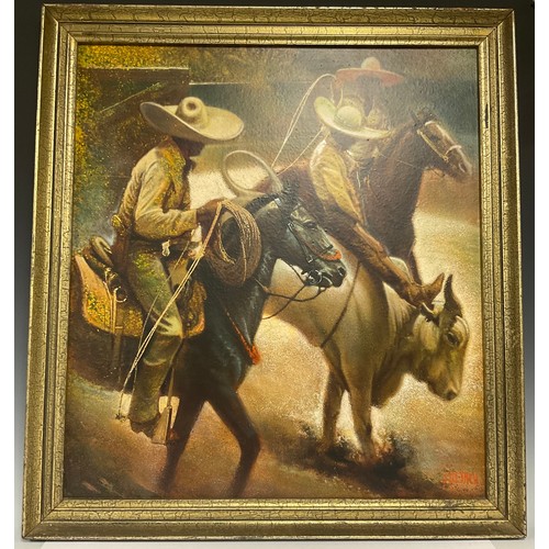 542 - J. H. Lynch, after, Vaqueros, mid 20th century, 64cm x 58cm