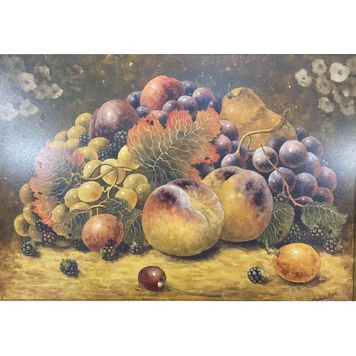 543 - Christopher Hughes (former Royal Worcester artist), Ripe Fruit on Mossy Bank, signed, watercolour, 2... 