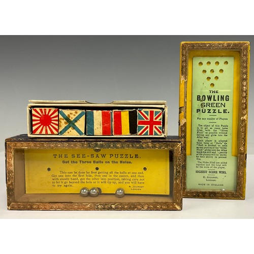 548 - Toys & Collectables - a mid-century miniature travelling puzzle, The Bowling Green, R. Journet, Lond... 