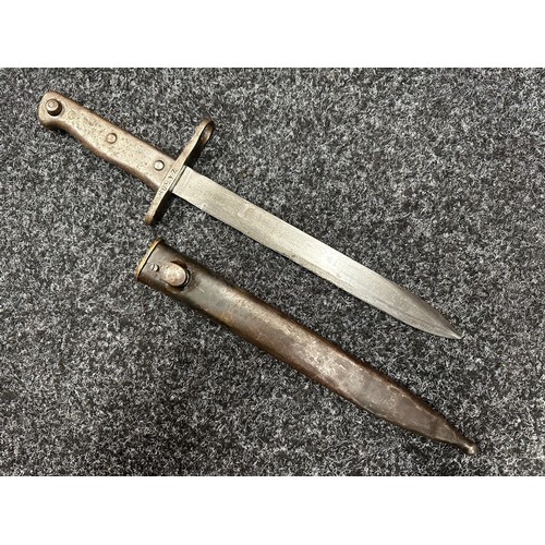 3180 - WW1 Imperial German Ersatz Bayonet, unfullered plain blade 233mm in length, no makers mark. Crossgua... 