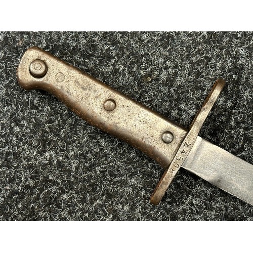 3180 - WW1 Imperial German Ersatz Bayonet, unfullered plain blade 233mm in length, no makers mark. Crossgua... 