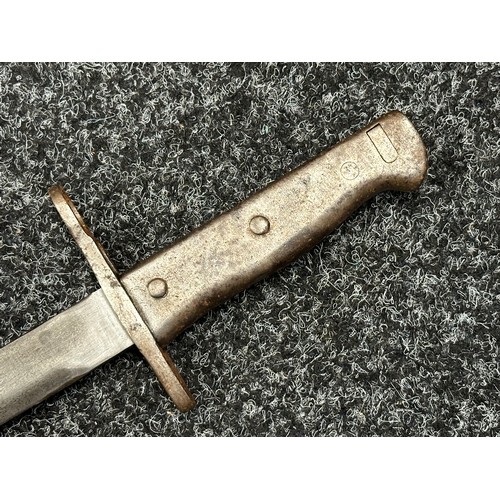 3180 - WW1 Imperial German Ersatz Bayonet, unfullered plain blade 233mm in length, no makers mark. Crossgua... 