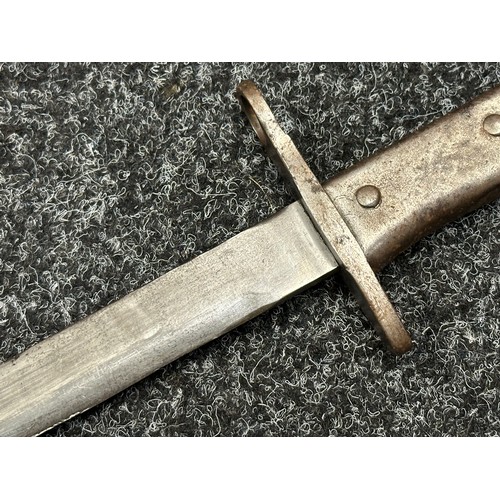 3180 - WW1 Imperial German Ersatz Bayonet, unfullered plain blade 233mm in length, no makers mark. Crossgua... 