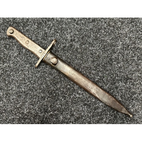 3180 - WW1 Imperial German Ersatz Bayonet, unfullered plain blade 233mm in length, no makers mark. Crossgua... 