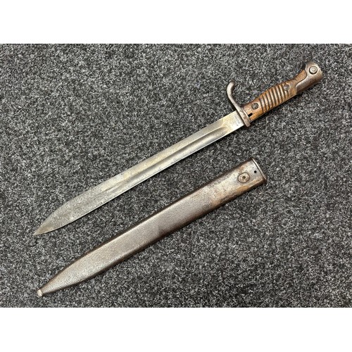 3182 - WW1 Imperial German Butcher Bayonet with single edged fullered blade 365mm in length, maker makered ... 