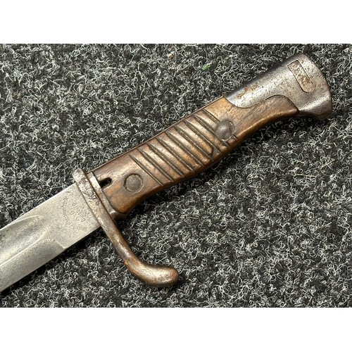 3182 - WW1 Imperial German Butcher Bayonet with single edged fullered blade 365mm in length, maker makered ... 