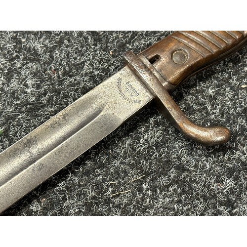 3182 - WW1 Imperial German Butcher Bayonet with single edged fullered blade 365mm in length, maker makered ... 