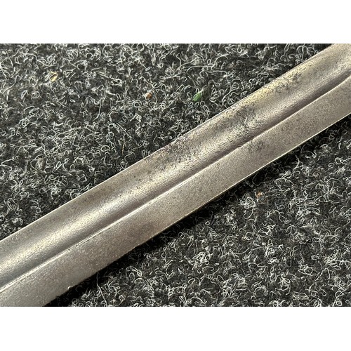 3182 - WW1 Imperial German Butcher Bayonet with single edged fullered blade 365mm in length, maker makered ... 