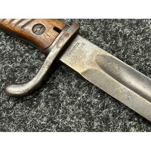 3182 - WW1 Imperial German Butcher Bayonet with single edged fullered blade 365mm in length, maker makered ... 