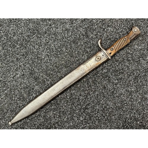 3182 - WW1 Imperial German Butcher Bayonet with single edged fullered blade 365mm in length, maker makered ... 