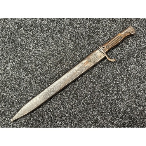 3182 - WW1 Imperial German Butcher Bayonet with single edged fullered blade 365mm in length, maker makered ... 