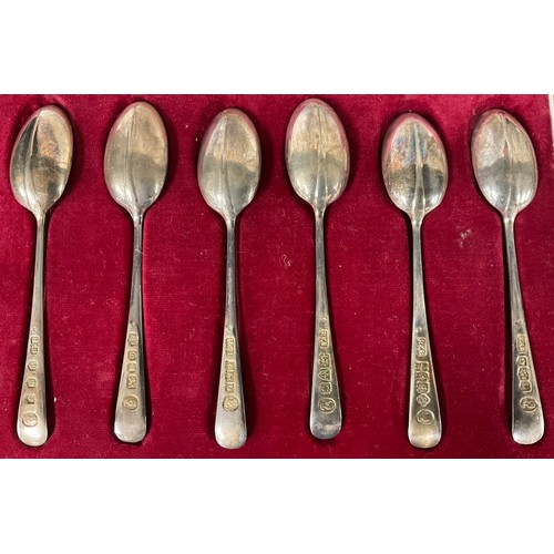 50 - A set of six silver teaspoons, Sheffield 1953, cased; a set of six silver dessert forks, Sheffield 1... 