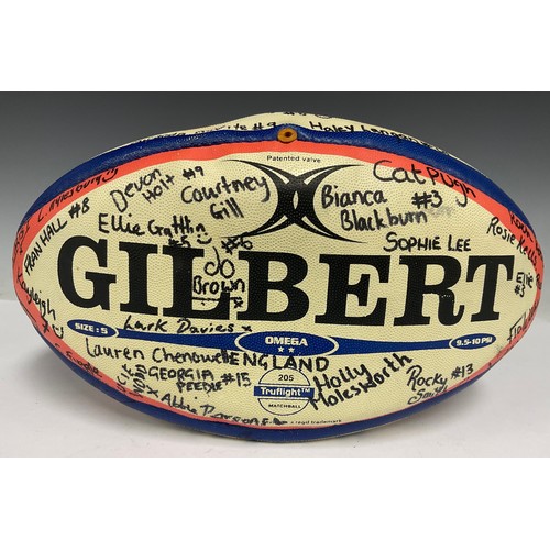 Sports Memorabilia - an autographed rugby ball, bearing the signatures ...