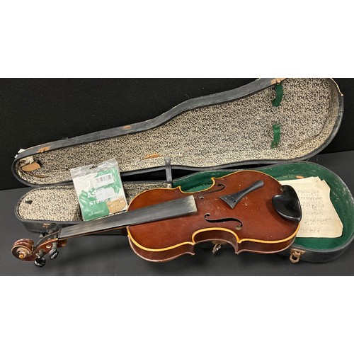 110 - A German Violin, two piece back, 37cm long, cased