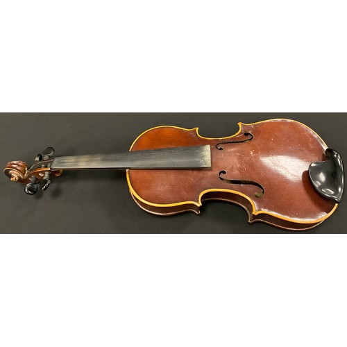 110 - A German Violin, two piece back, 37cm long, cased