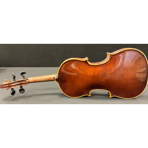 110 - A German Violin, two piece back, 37cm long, cased