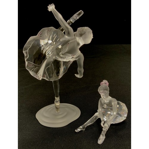 2 - Swarovski Crystal Ballerina figure, 12cm high, another smaller, 6cm high, both with certificates and... 