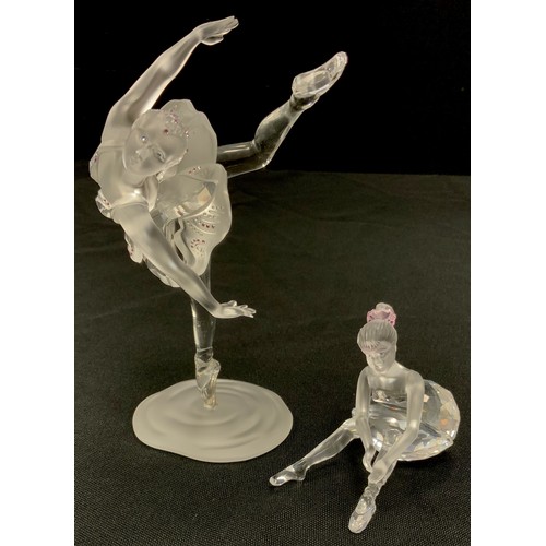 2 - Swarovski Crystal Ballerina figure, 12cm high, another smaller, 6cm high, both with certificates and... 