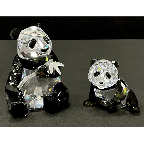 42 - Swarovski crystal from The Endangered Wildlife series ‘Pandas’ coloured crystal models, 9cm high and... 