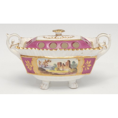 52 - A Chamberlain Worcester porcelain named view shaped rectangular miniature basket, painted with St. L... 